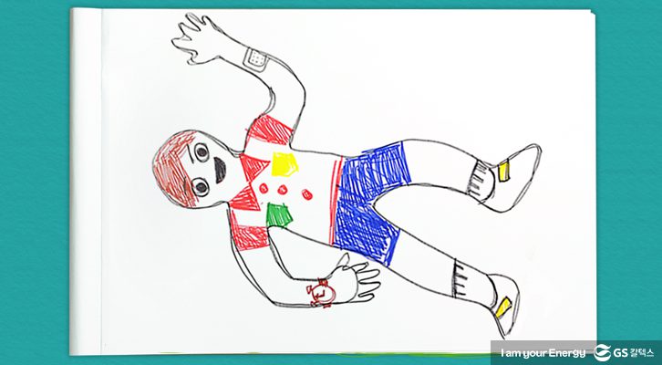 아이의 자화상이 그려진 그림