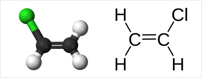 염화비닐 CH2= CHCl 상온에서 감미를 띤 취기를 갖는 무색의 기체, '염화비닐'